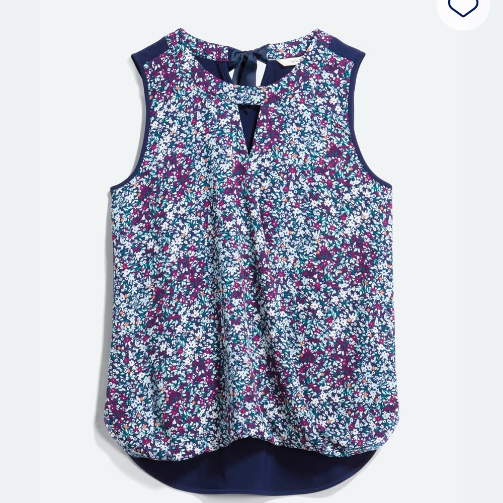 41 Hawthorn Floral Sleeveless Blouse - Purple and Blue